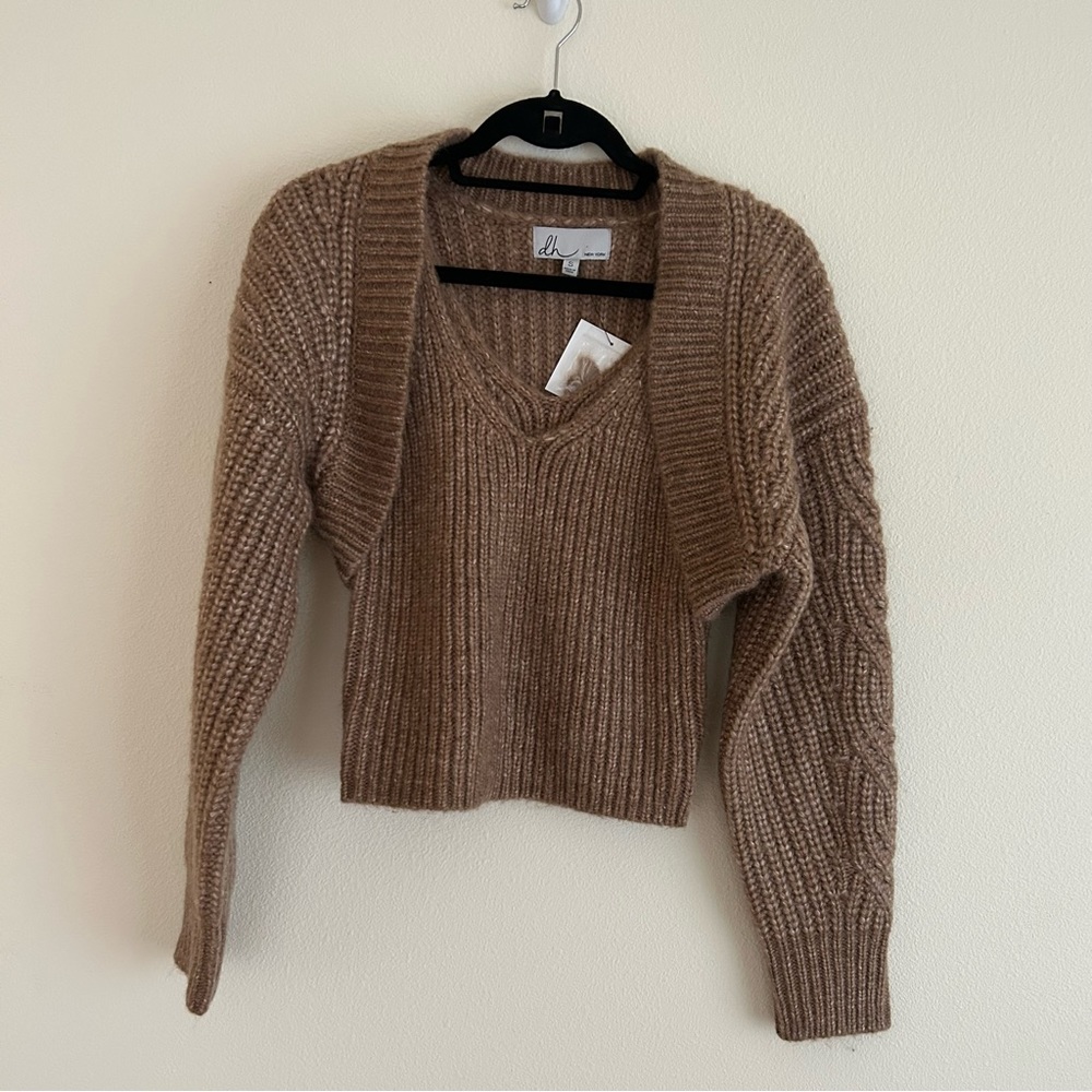 Dh New York Sweater Set Shruggie Mohair Blend Size S